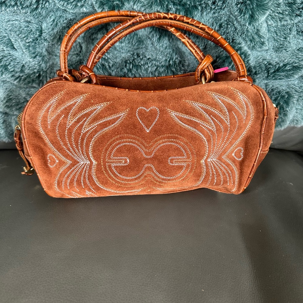 Vintage Escada Suede Embroidered Handbag